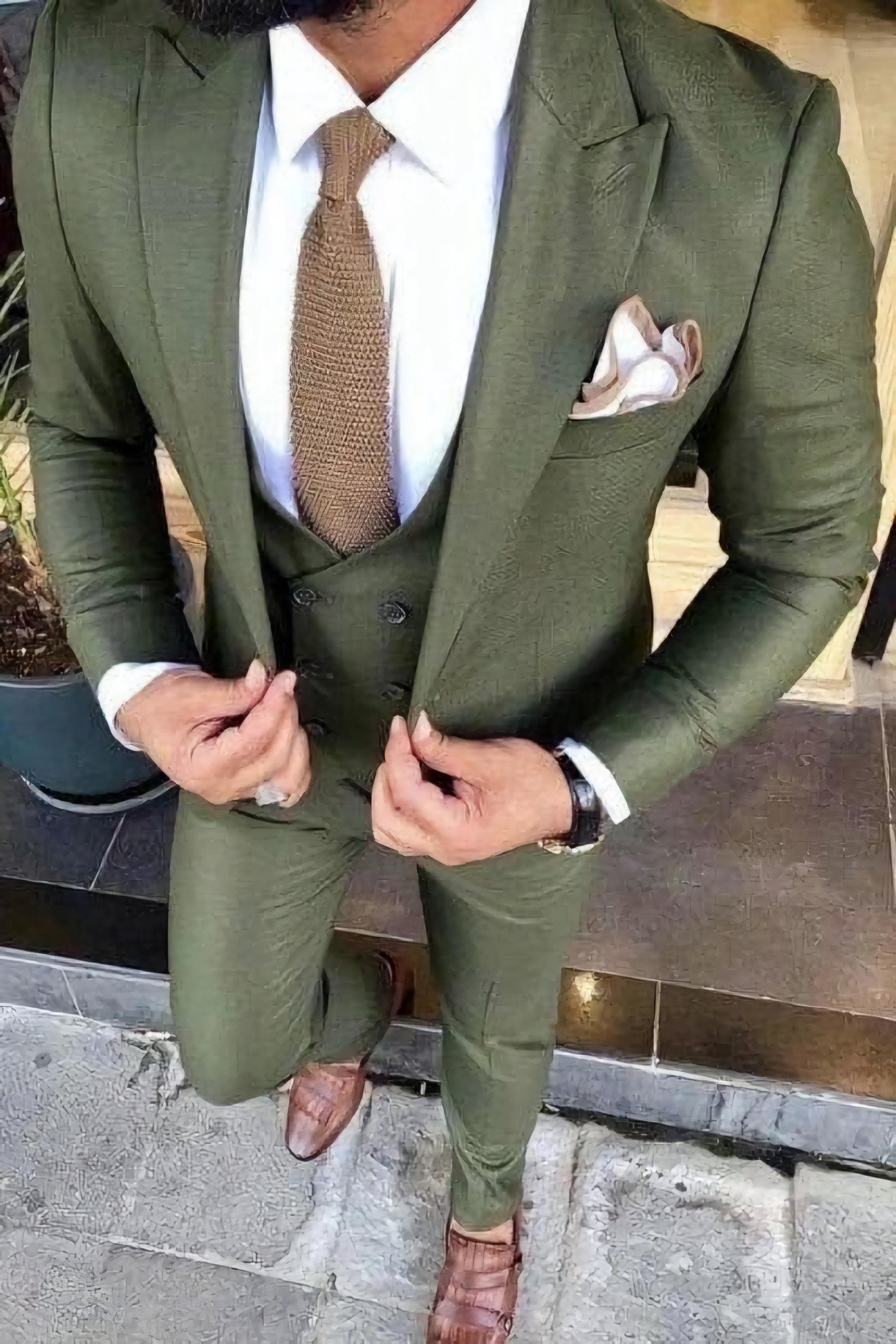 Men’s martini’s Olive Green Suits Handmade Clothing Wedding 3 Piece Suits Men Groomsmen Suit Men Party Wear Suits Martini’s olive Green Suit