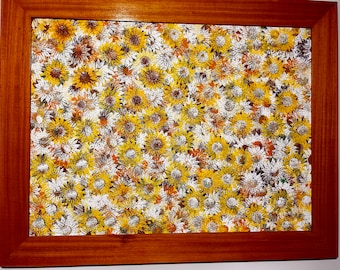 Daisies flowers - picture with naturalistic acrylic painting in bright tones tu tela