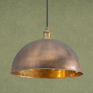 Solid Brass Dome Pendant Light, Kitchen Island Lighting, Aged Brass Ceiling Light, Handmade Brass Lamp, Duty Free USA