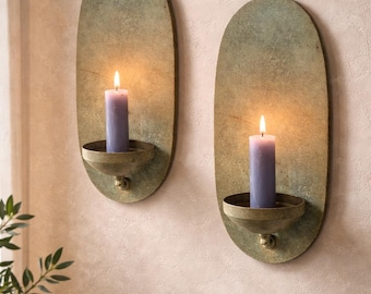 Juego de 2 apliques de pared de latón hechos a mano para velas – Portavelas marroquíes