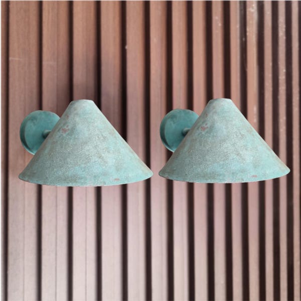 Aplique de pared de cobre con verdigris hecho a mano, iluminación marroquí
