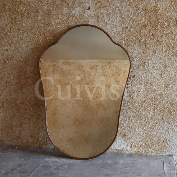 Handmade Organic Shape Brass Wall Mirror – Italian Design Elegance