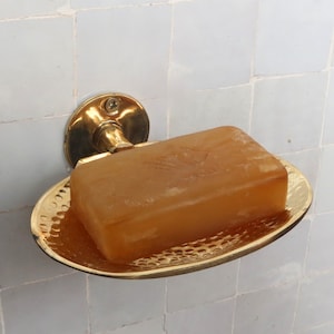 Handcrafted Wall Mounted Hammered Brass Soap Holder, Solid Brass Soap Dish ,Bathroom Hardware,Artisan-Made Bathroom Accessory