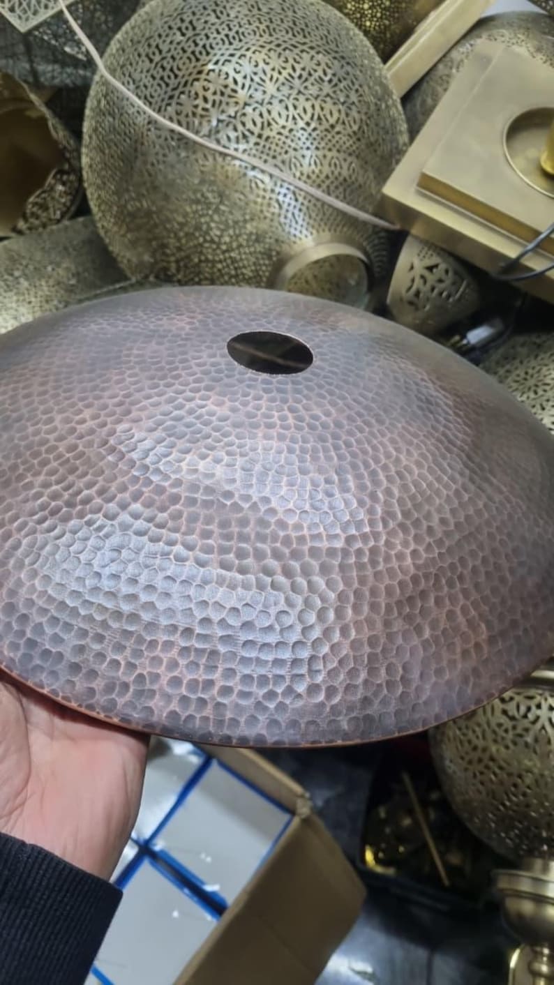 Hammered Fire-Finished Patina Copper Pendant Light – Hanging Lamp for Kitchen Island image 9