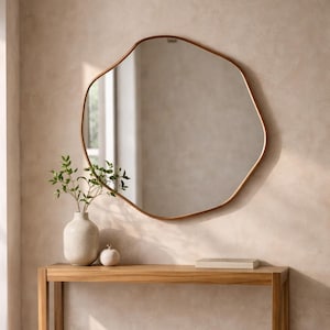 Handmade Cloud Copper Mirror –Moroccan Artisan Wall Decor, Modern Touch