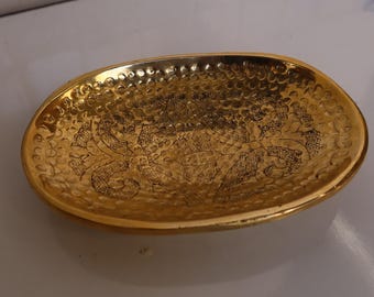 Handmade Unlacquered Brass Soap Dish – Moroccan Vintage Soap Holder, Antique-Style Bathroom Accessory