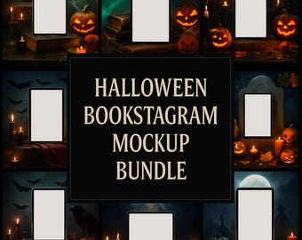 Halloween Bookstagram Mockup Bundle – 10 Spooky eBook Templates for Authors & Book Bloggers (JPG, 2000x2000)
