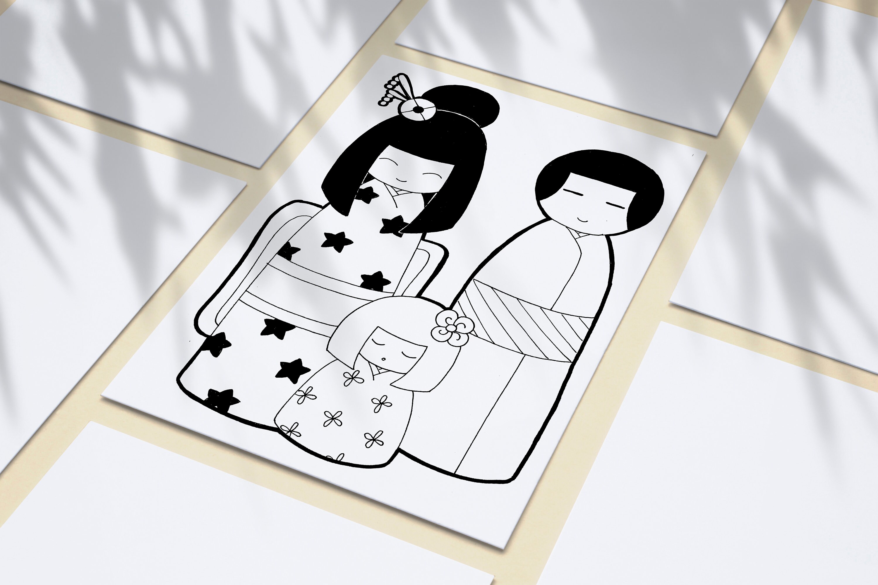 Kokeshi Doll Digital Download Sweet Family, Printable, Japan Art - Etsy