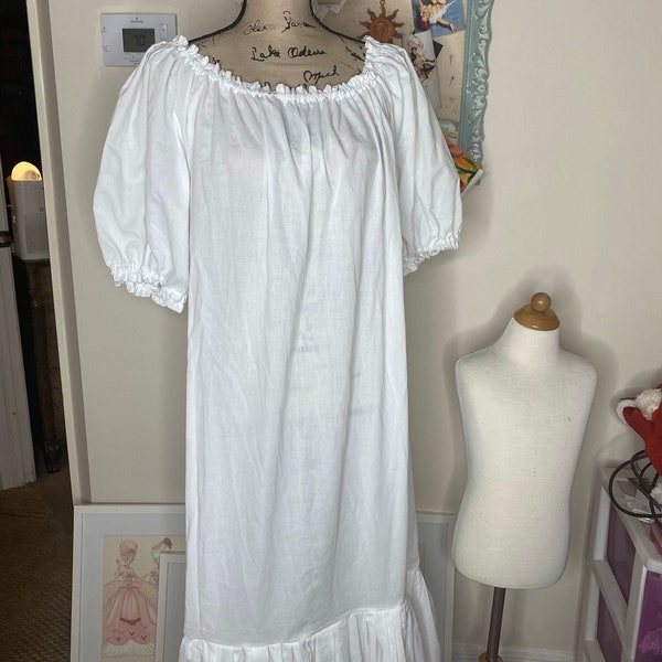 Lovely Cotton muslin short sleeve  Full length to floor w/ruffle in skirt Chemise Rennisance/Pirate