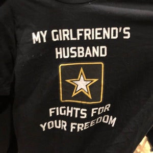 My Girlfriend's Husband Fights for your Freedom T-Shirt Y2K Cursed T-Shirt Twitter Meme Paris Hilton Shirts that go hard Gen Z Meme Baby Tee