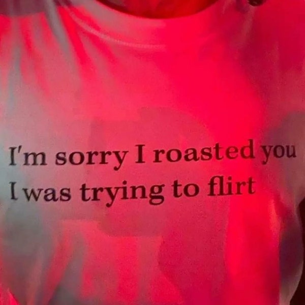 Es tut mir leid, dass ich dich geröstet habe Ich habe versucht zu flirten Lustiges verfluchtes Y2K T-Shirt, Ironisches Gen Z Meme Geschenk Shirt