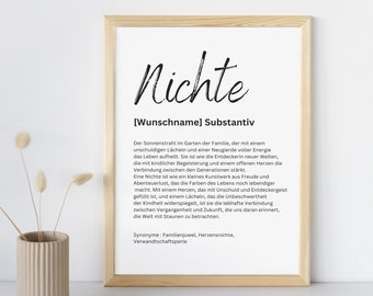 Nichte Poster , Nichte Geschenk , Nichte Definition , Druck , personalisiert , Nichte Geschenkidee