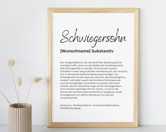 Schwiegersohn Poster , Schwiegersohn Geschenk , Schwiegersohn Definition , Druck , personalisiert , Schwiegersohn Geschenkidee