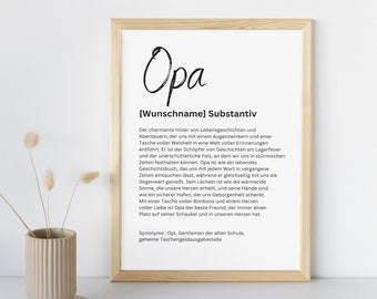 Opa Poster , Opa Geschenk , Opa Definition , Druck , personalisiert , Großvater Geschenk