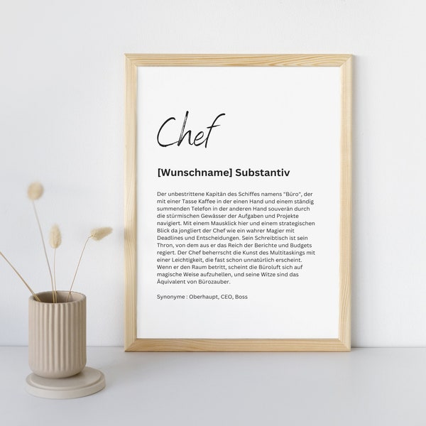 Poster Chef , Chef Definition , Chef Geschenk , Druck , Chef personalisiert , Boss , Geschenkidee , Geschenk