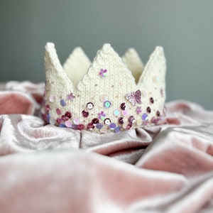 1st Birthday Tiara Floral Crown Halo Headband Sequin Crown zdjęcie 1