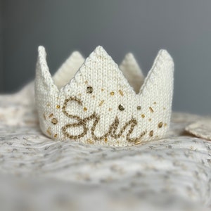 1st Birthday Tiara Personalised Crown Halo Headband Sequin Crown image 1