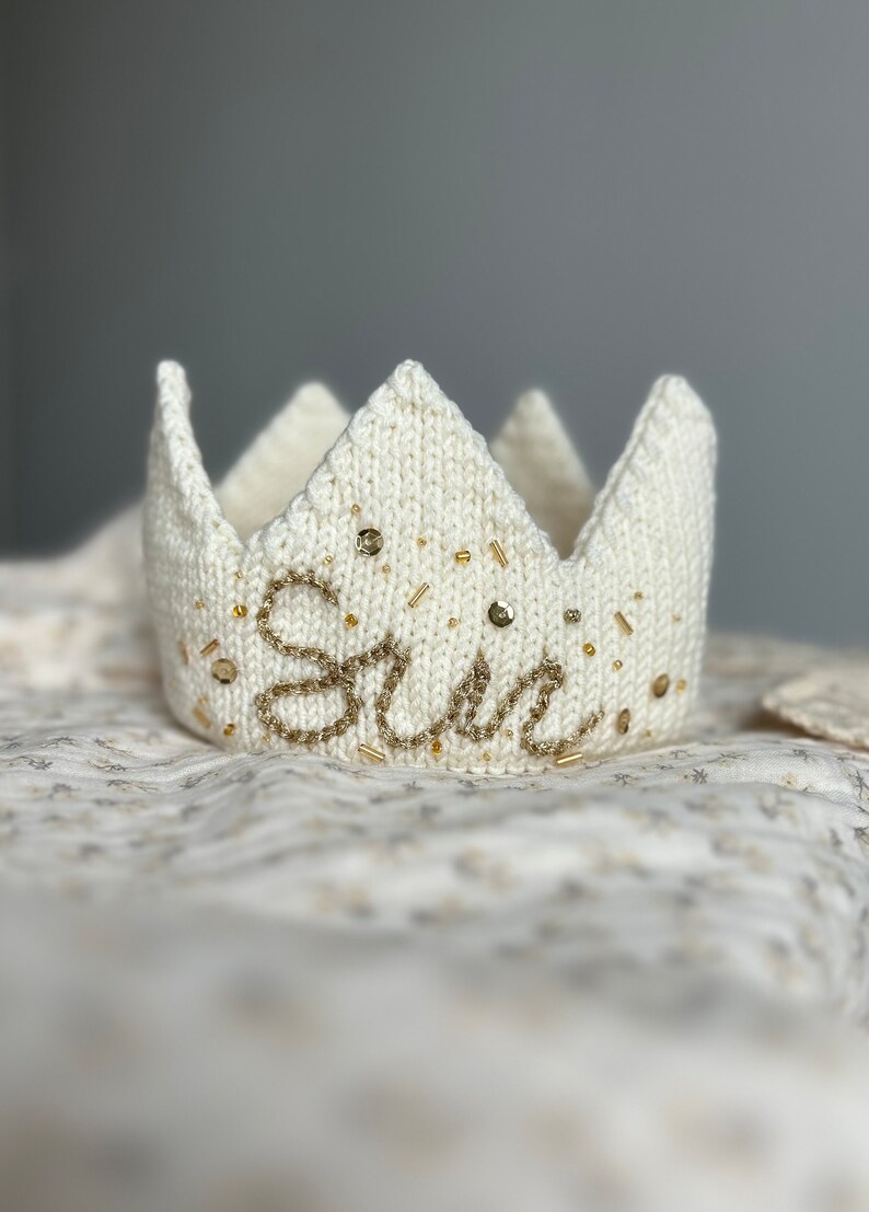 1st Birthday Tiara Personalised Crown Halo Headband Sequin Crown image 1