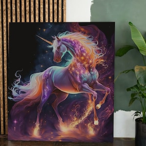 Glitter Unicorn Download Fantasy Decor Kindergarten Printable Unicorn Print Image Child Poster Children's Room Colorful Idea Canvas Gift image 2