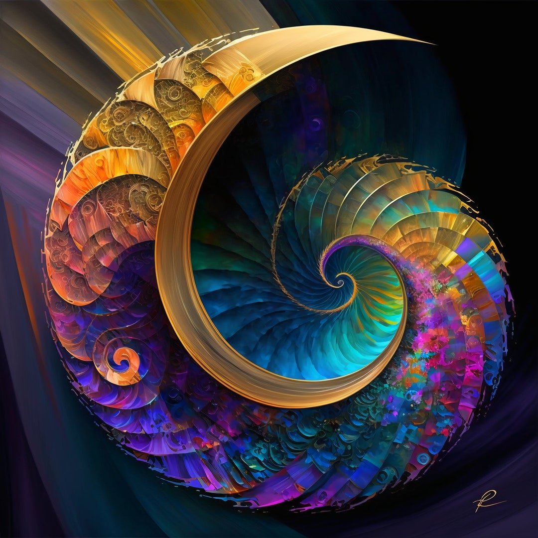 Abstract Art Digital Download Fantasy Decor Wall Print Golden Etsy