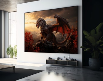 Drache Digitaler Download Tier Dekor Wand Kunst Drache Print Tier Bild Drache druckbar Poster Drache Wohnzimmer Dekor Geschenk Idee