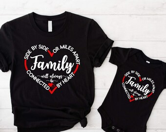 Family Will Always Be Connected By Heart Shirt, Matching Family Tees For Youth Adult, Vacation Group Shirt, Cute Fam Day, Family Gathering