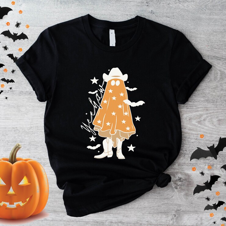 Yeehaw Ghost Shirt, Cowboy Ghost T-Shirt, Funny Halloween Party Shirt, Unisex Ghostly Mode Tee, Western Spooky Shirt, Country Boo Theme Tee