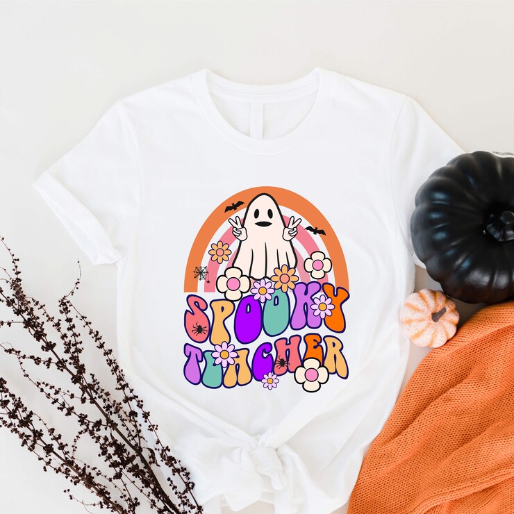 Spooky Teacher Shirt, Halloween Back To School Sweatshirt, Creepy Teaching Mode Tee, Retro Ghost Teacher Tshirt, Ghostly School Spirit Shirt