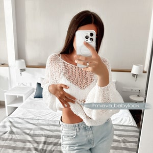Handgemaakte luxe witte mohair trui – lichtgewicht oversized trui – los gebreide trui – elegante, gezellige gebreide kleding – cadeau voor haar