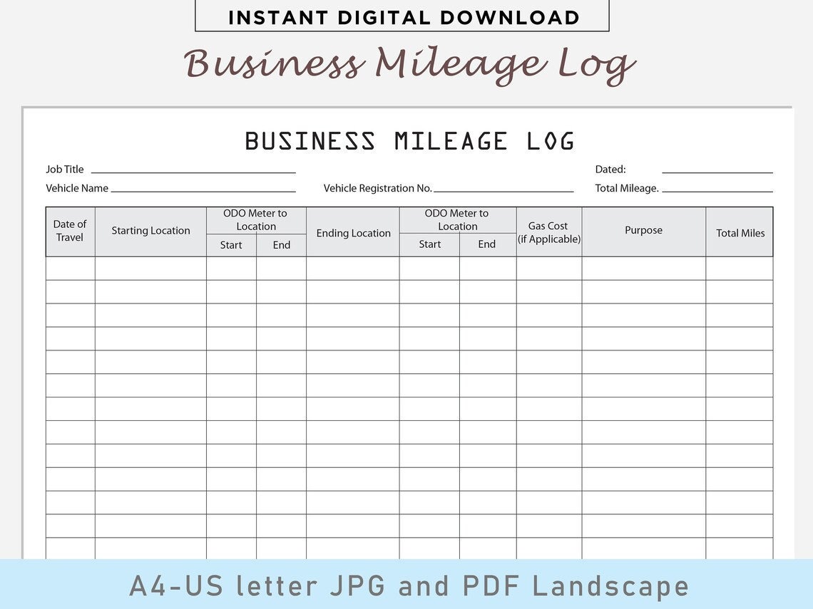 27 Printable Mileage Log Template Forms - Fillable Samples in PDF, Word to  Download