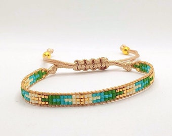 Miyuki Armband handgewebt aus japanischen Glasperlen, Bead Loom Armband