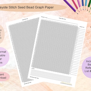 Peyote Stitch Printable Perlenpapier für Perlenmuster, A4 Sofortiger download PDF druckbare Miyuki-Perlen in Millimeterpapier