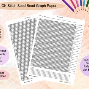 Brick Stich muster muster muster, A4 Sofortiger download PDF druckbare Miyuki Perlen Graphik Papier Vorlage Charts.