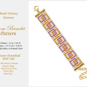 Loom Beaded Bracelet Pattern, Miyuki Loom Bracelet Pattern, Loom Seed Bead Square Loom Pattern