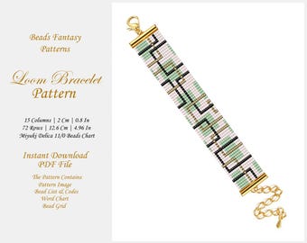 Loom Bead pattern, Modern Geometric Loom Bracelet Pattern, Loom Pattern for Beaded Bracelet, Making DIY Beaded Bracelet Pattern