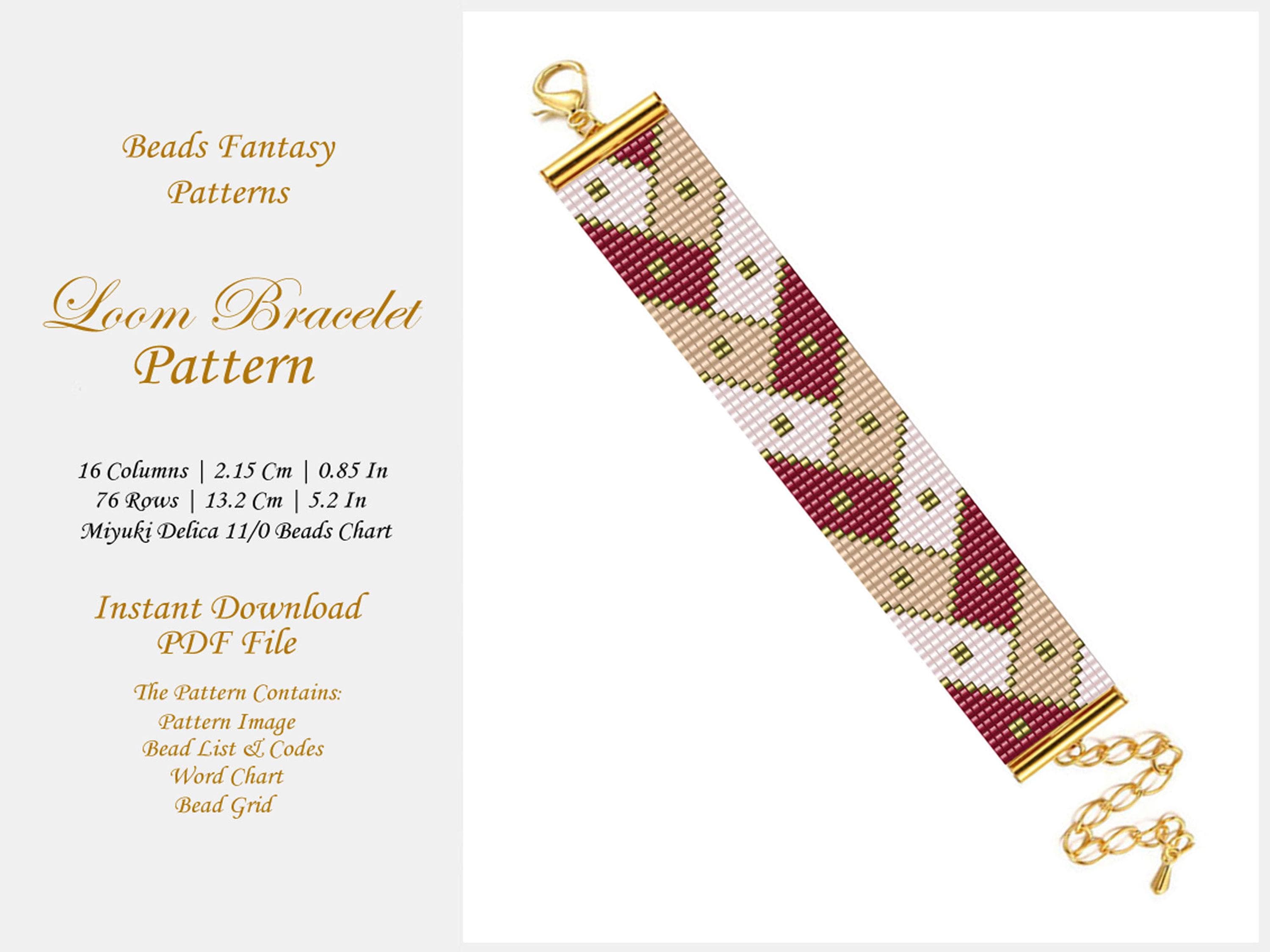 Geometric Loom Bracelet Pattern, Miyuki Delica Bracelet, Modern Abstract Bead Loom Pattern