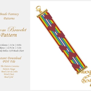 Miyuki heart rainbow loom beads bracelet pattern, LGBT Pride rainbow hearts bead loom bracelet patterns, Pride beaded bracelet pattern