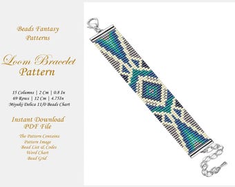 Loom Bracelet Pattern, Miyuki Bead Brick Stitch Pattern, Abstract Loom Bead Pattern, Geometric Loom Pattern, Instant Download Pattern