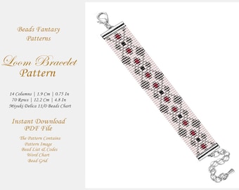 Perlenwebstuhl-Muster, Perlenwebgerät-Armband-Muster, Webarmband-Muster, Webstuhl-Perlenmuster, Perlenwebstuhl-Armband, Loom Bead Muster,