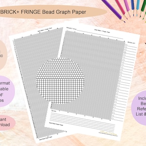 Brick Stitch with Fringe Printable Graph Paper Template for Bead Projects A4 Instant download PDF, Miyuki Beading Graph Paper Template Chart