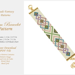 Miyuki Loom Bracelet Pattern, Colourful Loom Beaded Braclete Pattern, Bead Loom Bracelet Patterns,