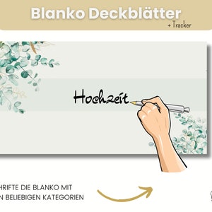 Blank Dashboard and Budget Tracker Eucalyptus Design PDF and JPG to Fit A6 + A5 Binder Zipper Cases - Instant Digital Download