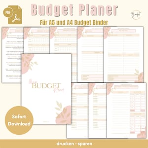 PDF budget planner complete SET in German - A4 & A5 immediate download templates for monthly budgeting (undated)