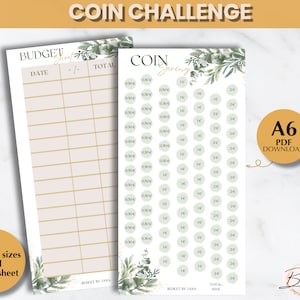 Small change savings challenge - instant PDF download including JPG file for photo printer - 3 sizes included