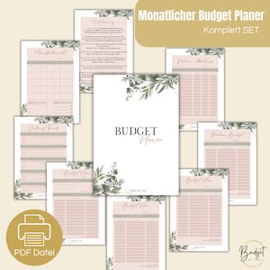 Budget Planner German Set PDF as A4 & A5 immediately download and print, templates for monthly budgeting with cover sheet