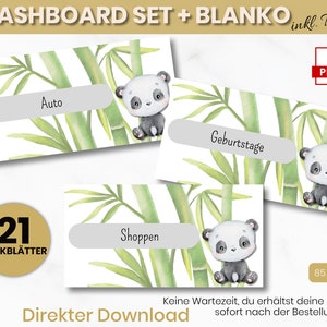 Dashboards / Deckblätter Set Panda mit Bambus für A6 Zipper Hüllen Digitaler PDF Download - Umschlagmethode mit Budget Binder