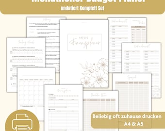 Budget Planner German A4/A5 immediate download, financial planner templates for monthly budgeting for the whole year