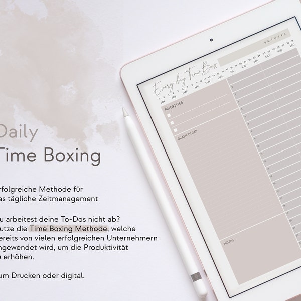 Time Boxing Daily Planner undated | german + English | digital + printable | Compatible with GoodNotes and Notability