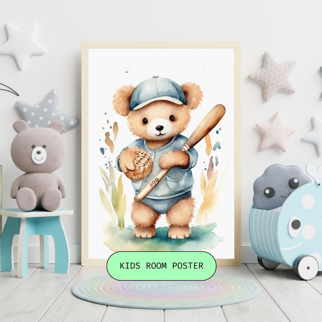 Baseball Nursery Decor Baby Boy Sports Nursery Animal Sports Baseball