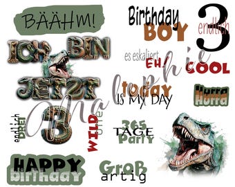 Iron-on transfer sheet * Birthday 2-10 selectable * Dino * Iron-on transfer *Happy Birthday